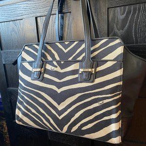 Coach Zebra Print Fabric Satchel Handbag M1382-F27